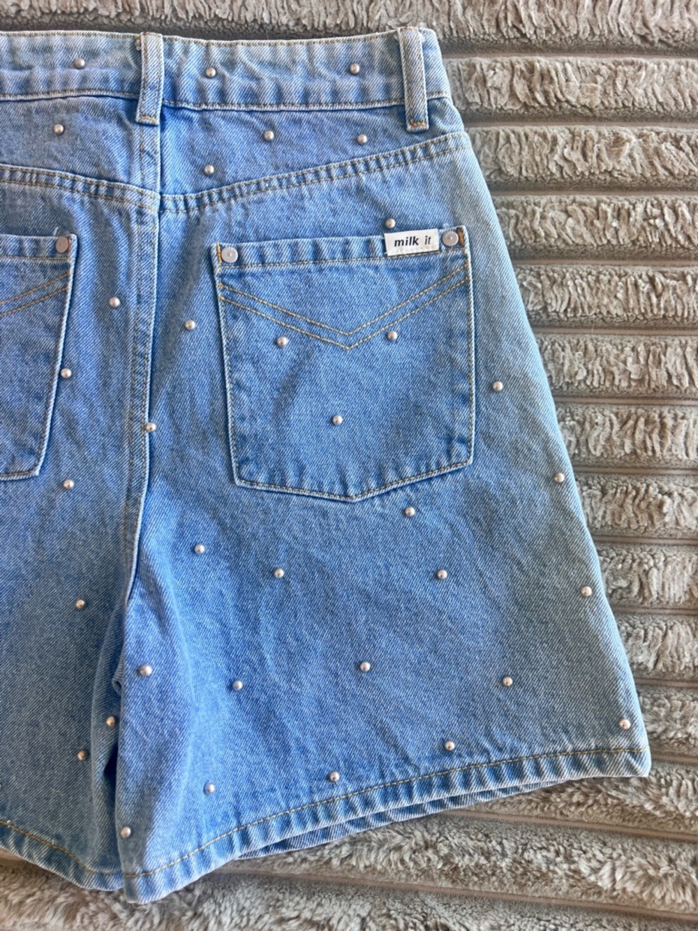 Milk It by Pacsun Studded Blue Denim Shorts New WIth Tags- Size 26 - Picture 6 of 14